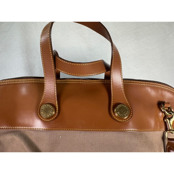 VTG Dooney & Bourke Vintage Canvas Leather Travel Weekender Bag Tan Brown - Picture 7 of 13
